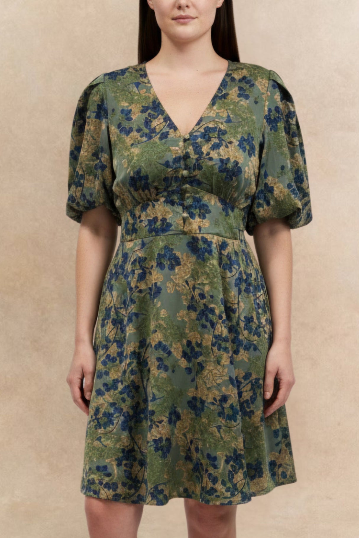 Fleur Green Floral Fit & Flare Dress