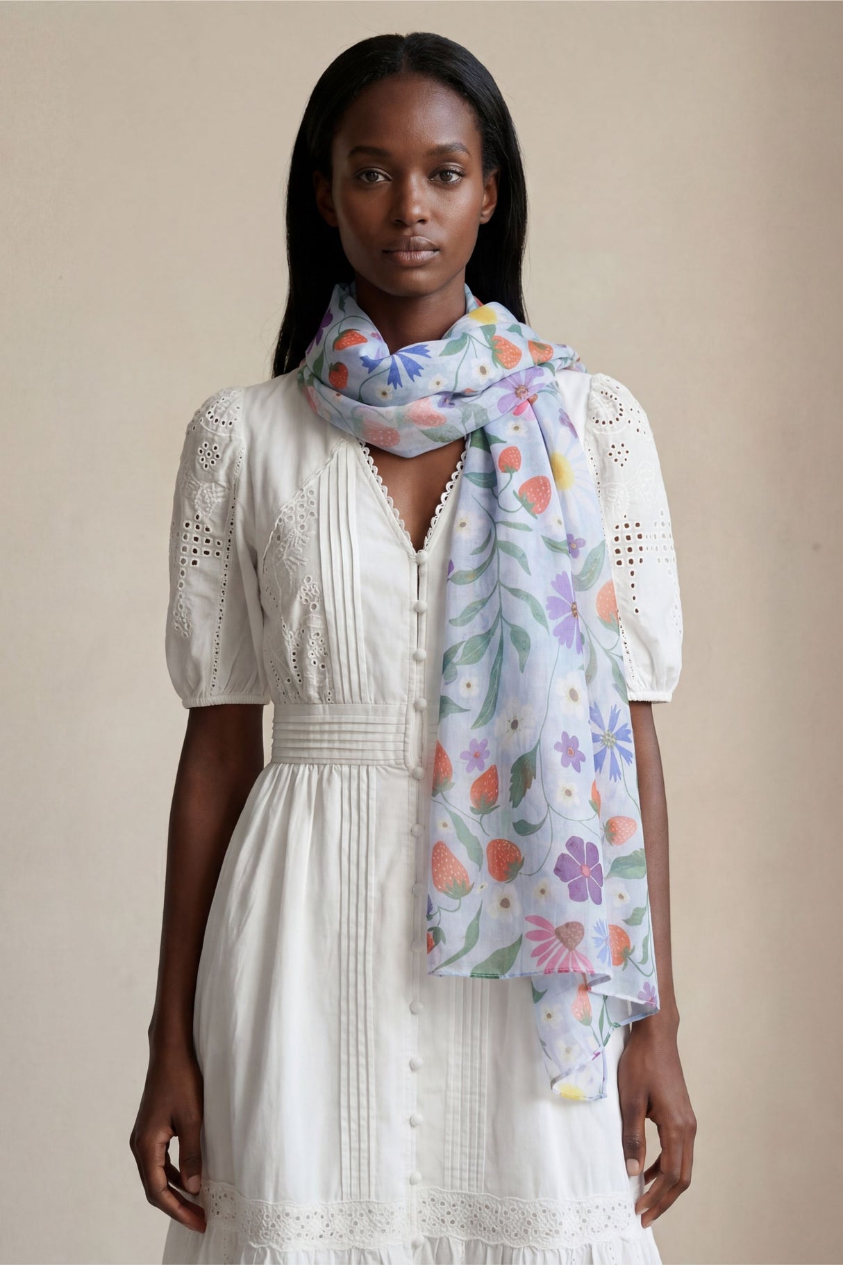 Foulard Jardin Fleuri Fraise
