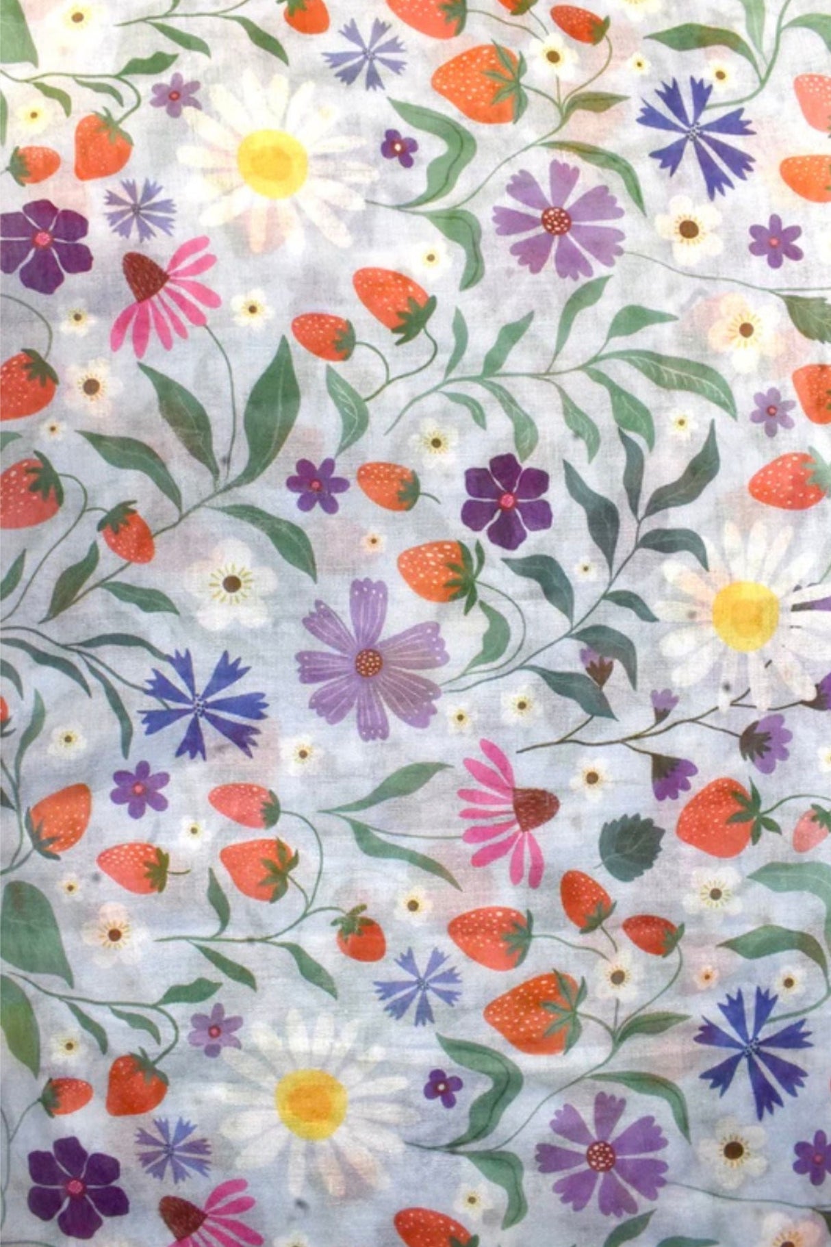 Foulard Jardin Fleuri Fraise