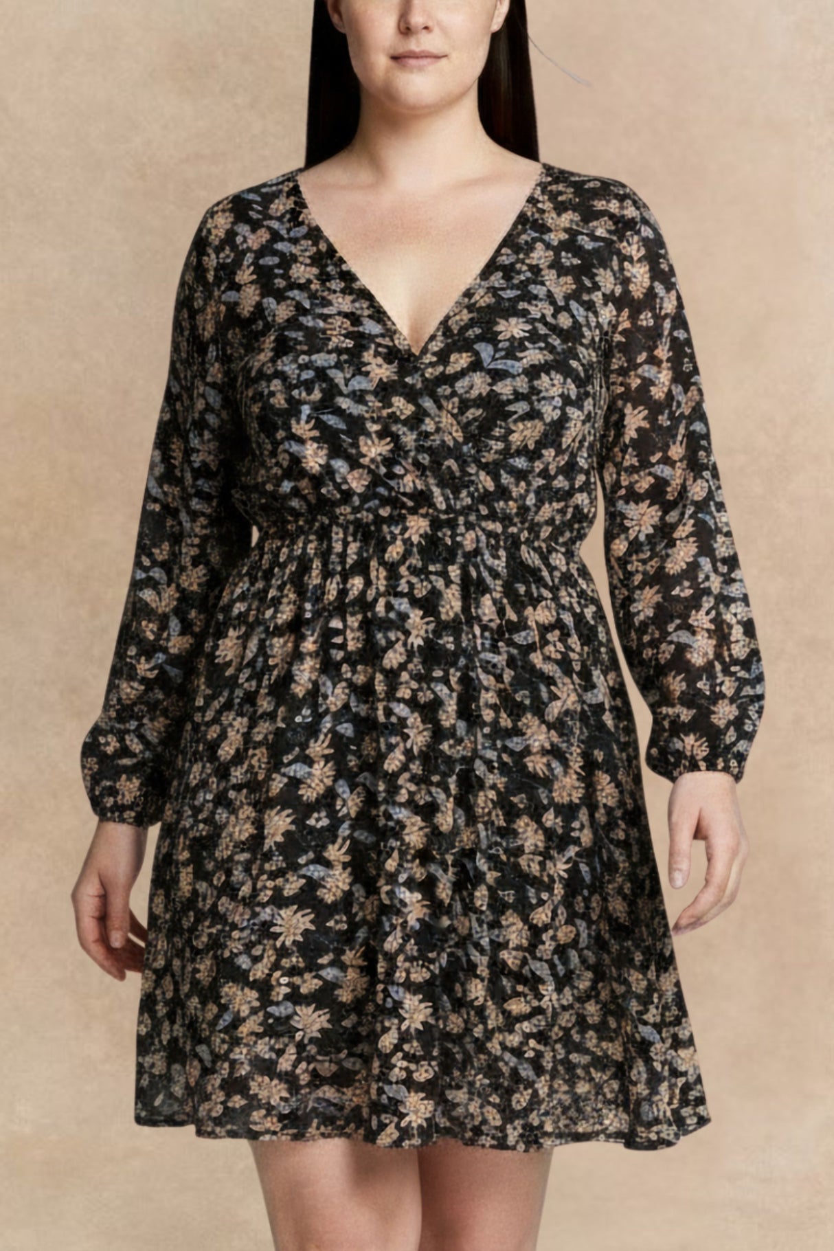Simone Robe Fleurie Décolleté Col V Taille Smockée