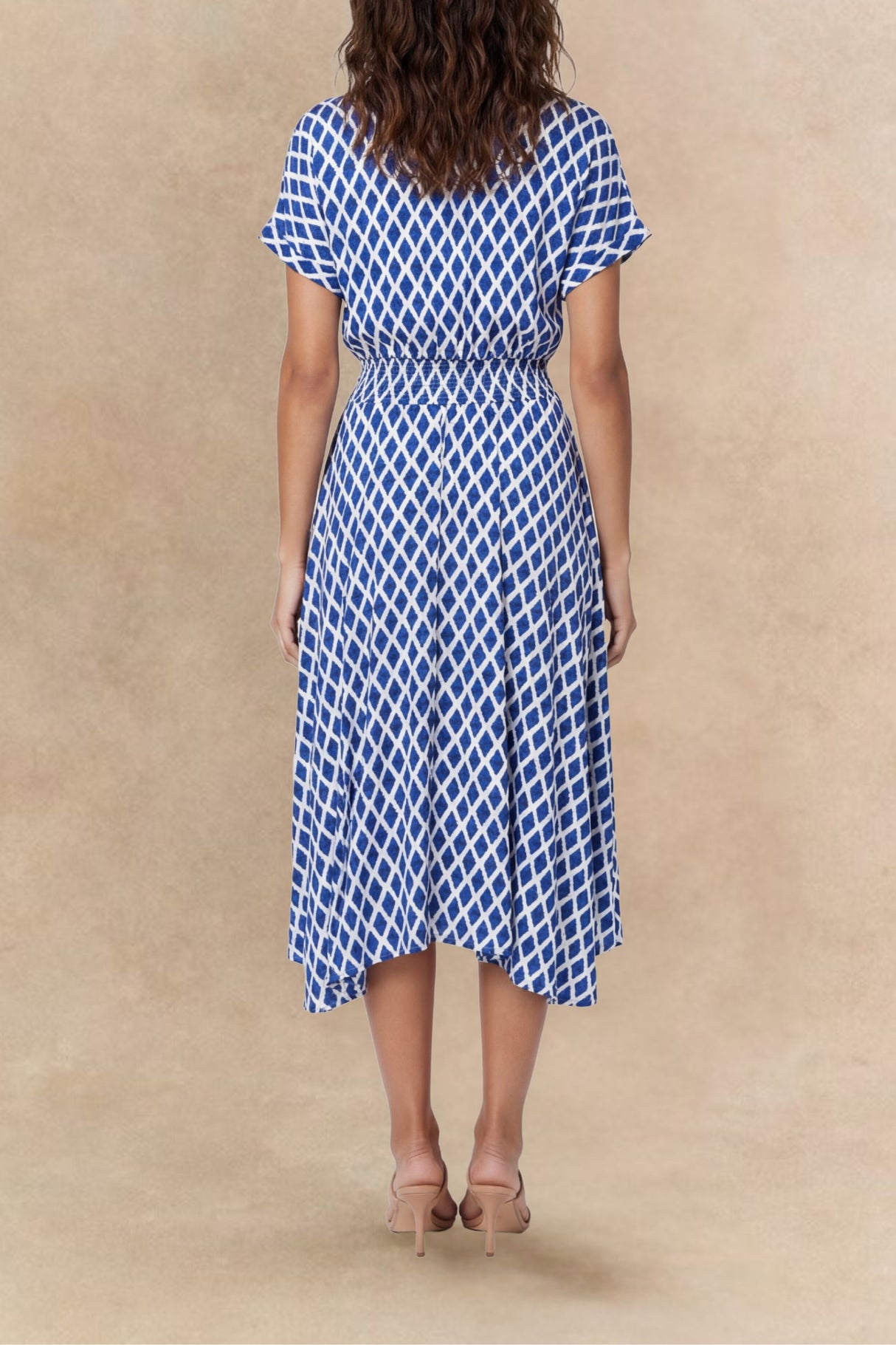 PRÉVENTE| Florence Robe Chemise Imprimé Géométrique Boutonnée Taille Smockée