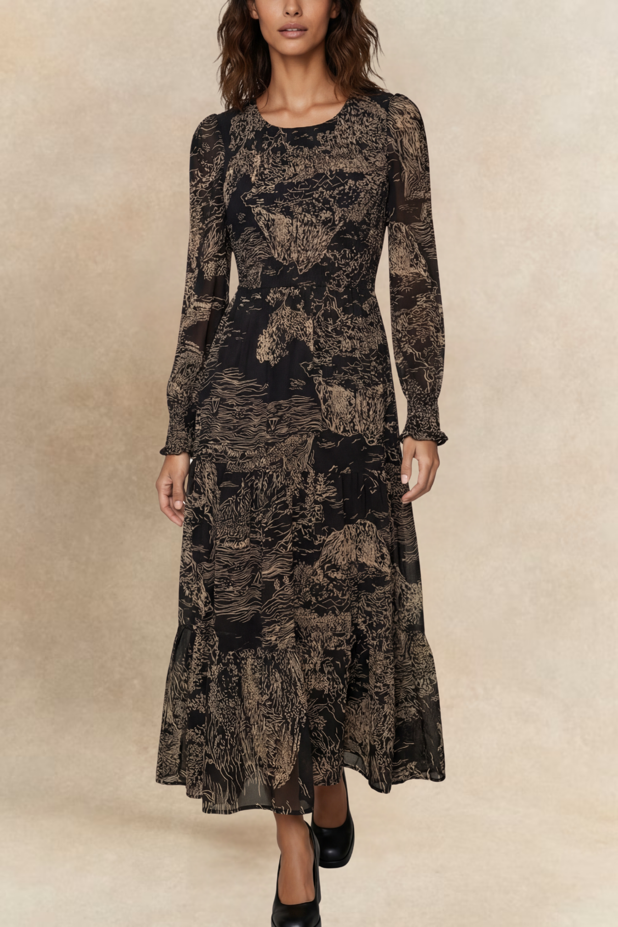 Francesca Robe Noire Smockée