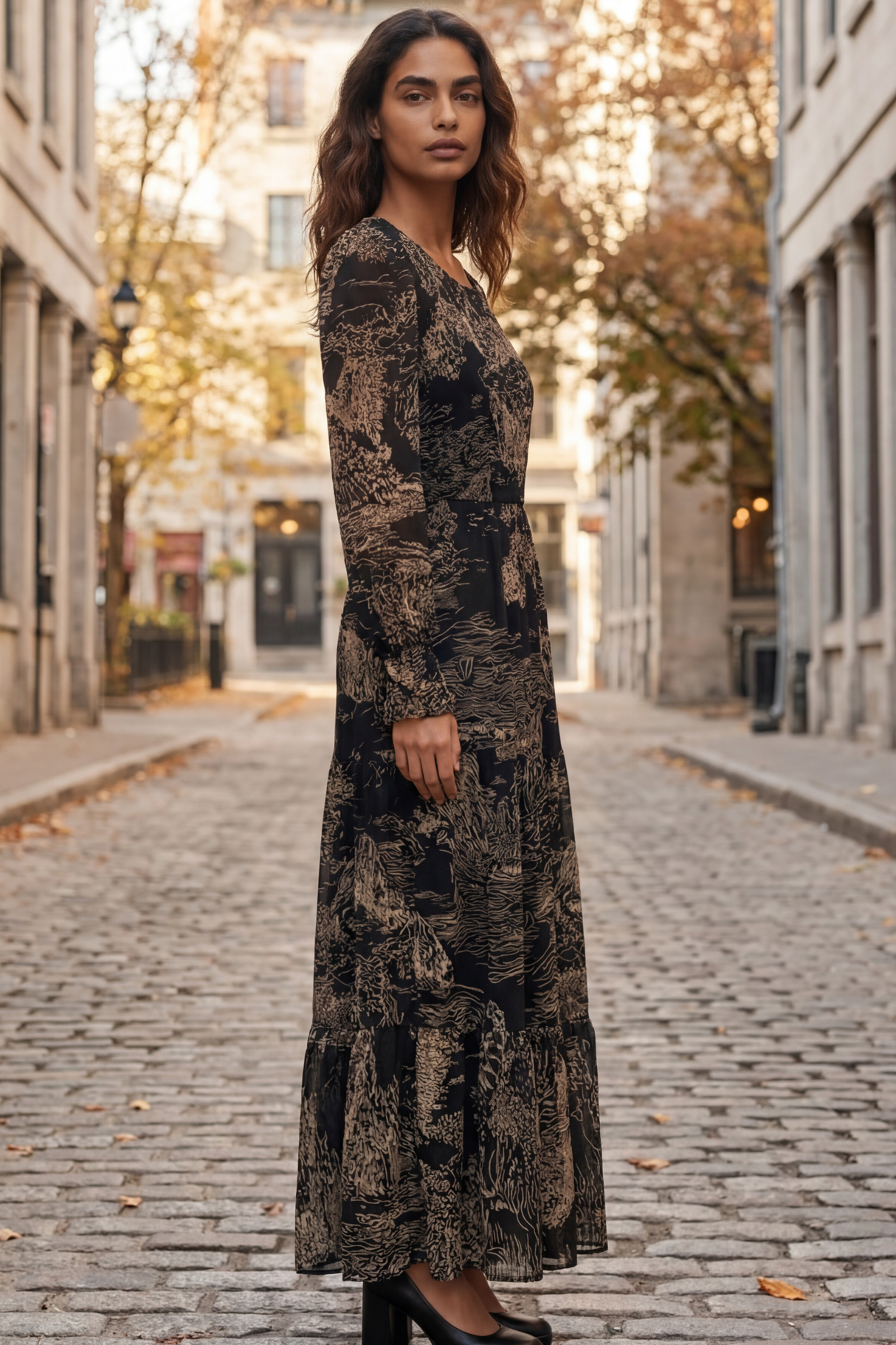 Francesca Robe Noire Smockée