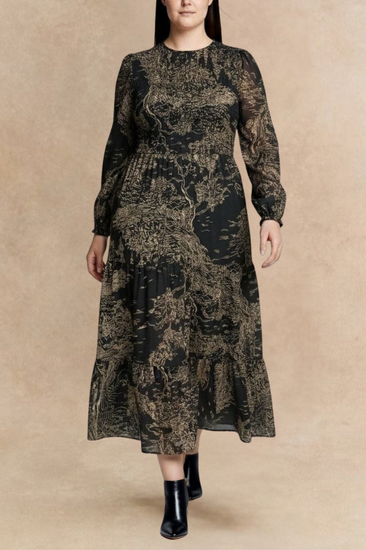 Francesca Black Smocked Dress