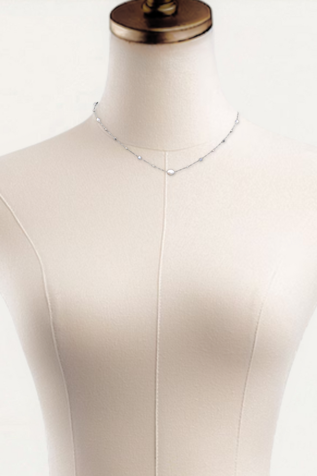 Fresh Water Pearl Cube Ball Necklace Silver