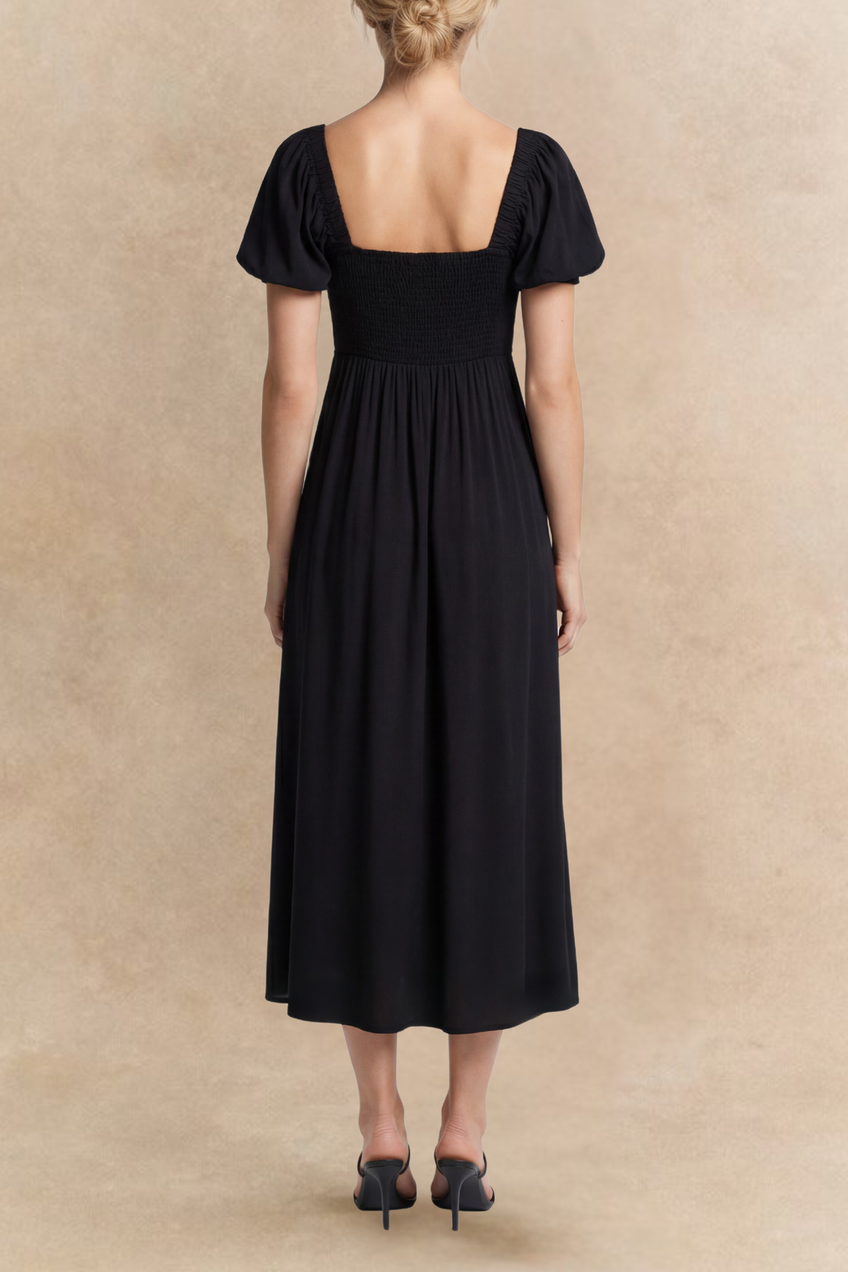 Geneviève robe midi manches courtes nouée à l’avant