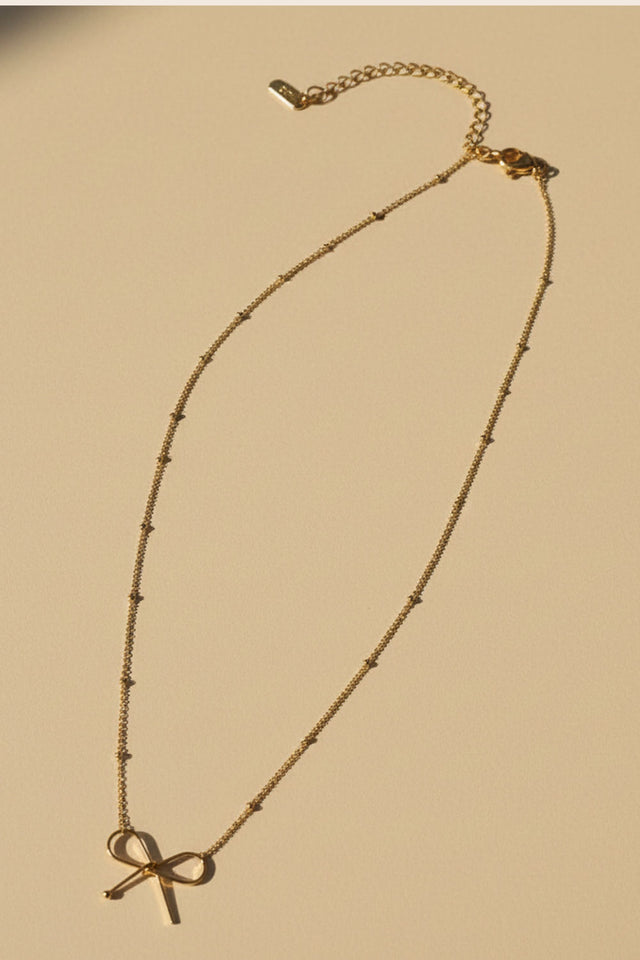 Gold Bow Pendant Necklace
