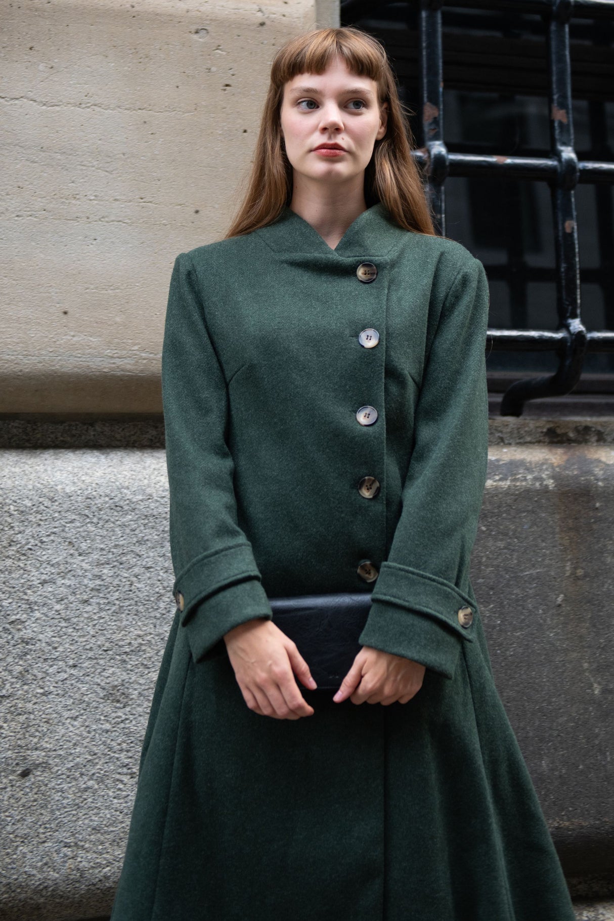 Harper Retro Flared Coat Side Buttons - Onze Montreal Beige / XS Annick