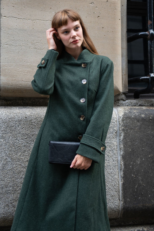 Harper Retro Flared Coat Side Buttons - Onze Montreal Beige / XS Annick