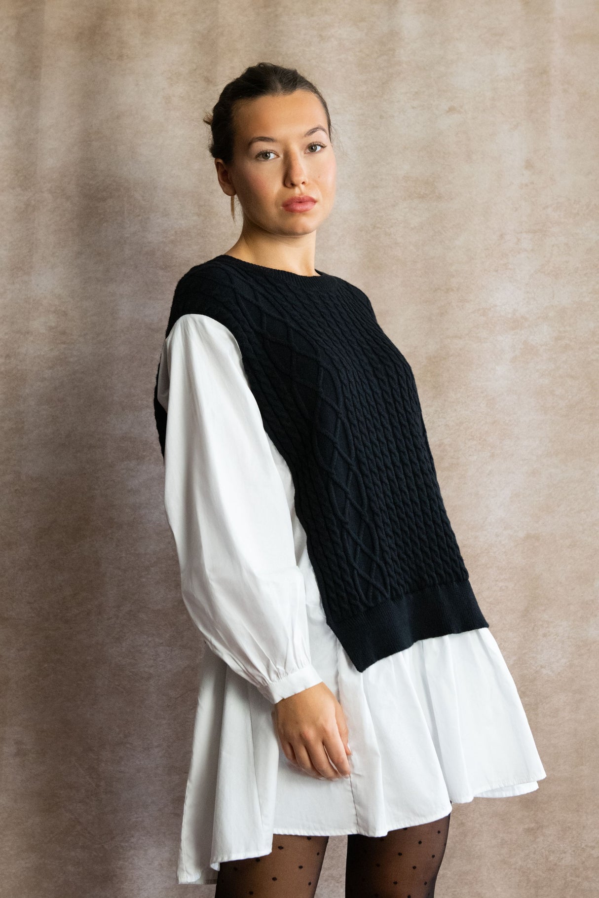 Helga Oversize Faux Layer Tunic Shirt Dress - Onze Montreal Burgundy / S Annick