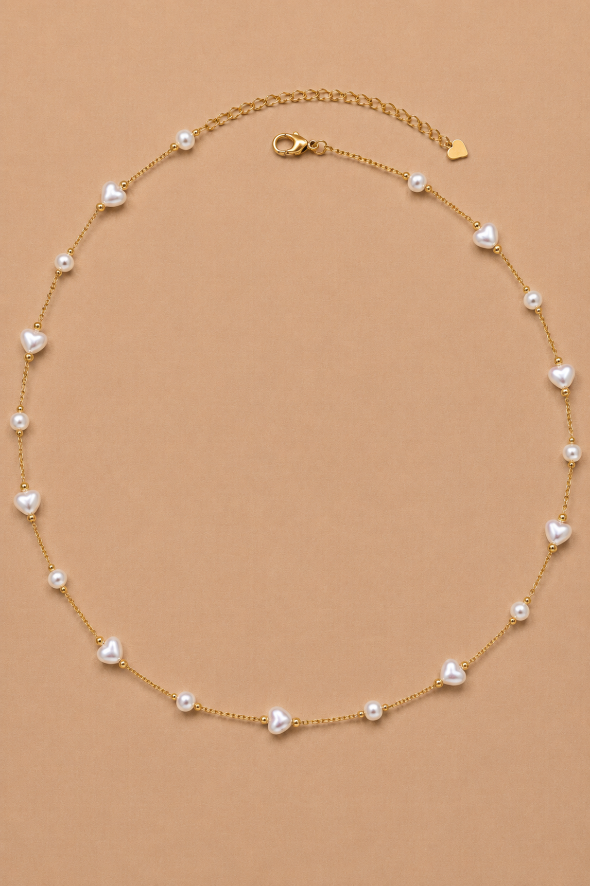 Golden Heart Pearl Necklace