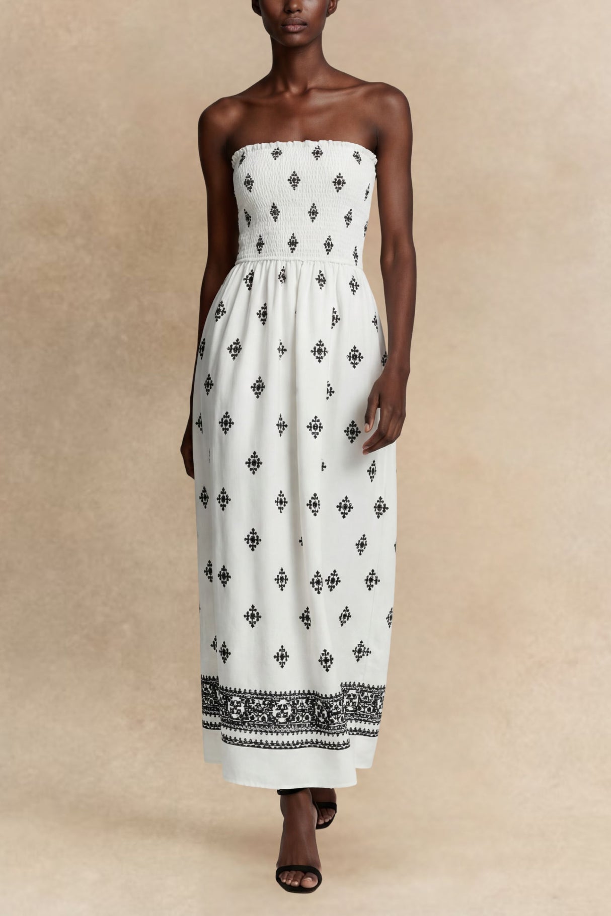 Janine Robe Midi Bustier Froncée