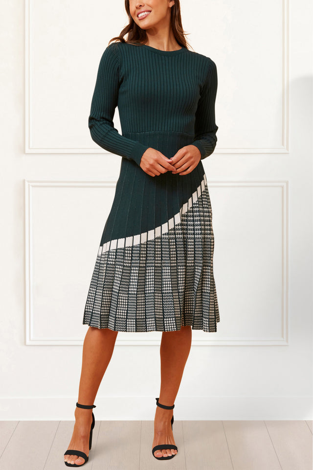 Leslie Dress Knit Prince De Galle Pleated Skirt - Onze Montreal Black / XS Annick