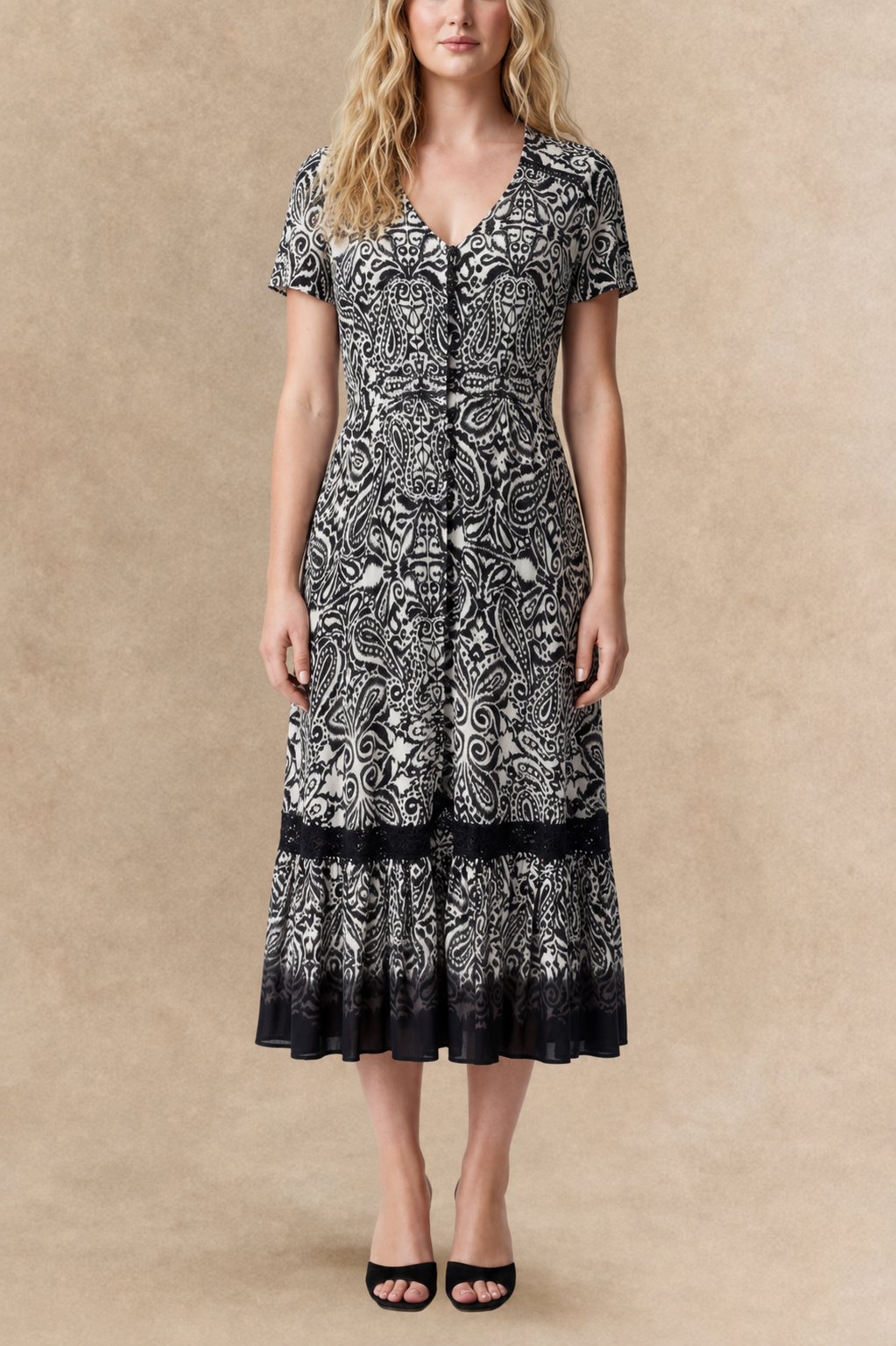 Kayla Boho V-Neck Midi Dress