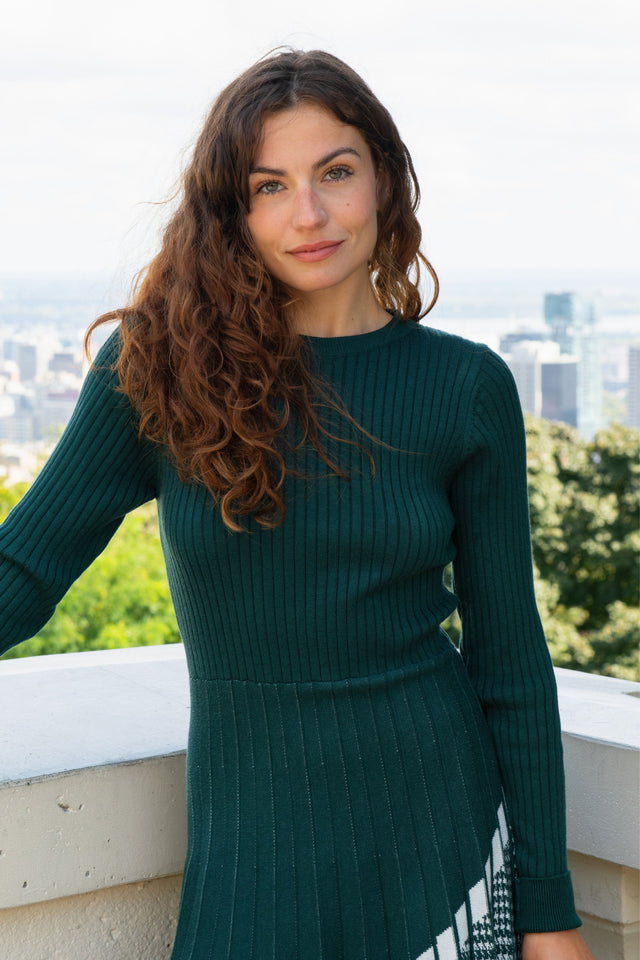 Leslie Dress Knit Prince De Galle Pleated Skirt - Onze Montreal Black / XS Annick