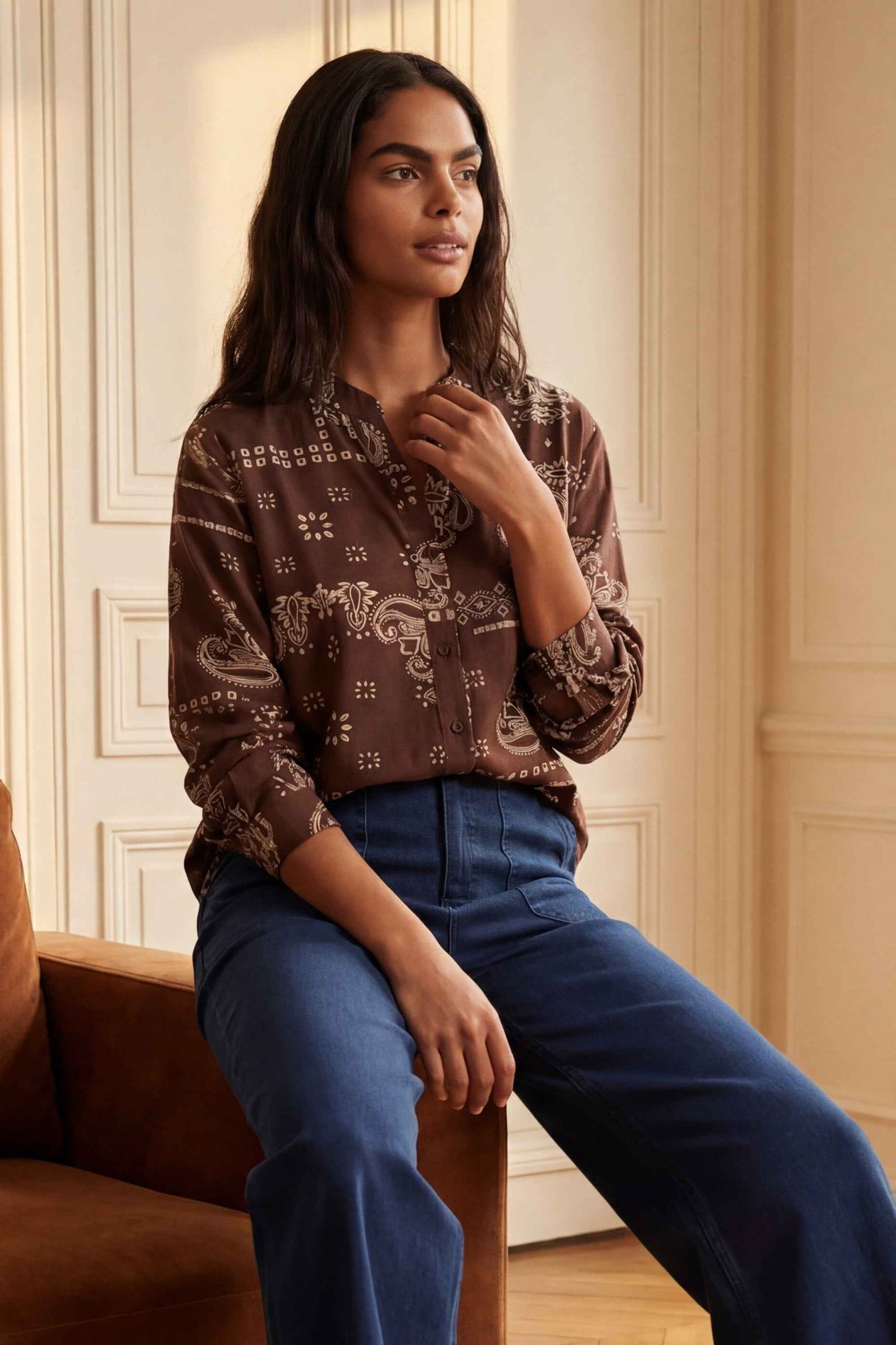 Livia Brown Bandana Print Blouse