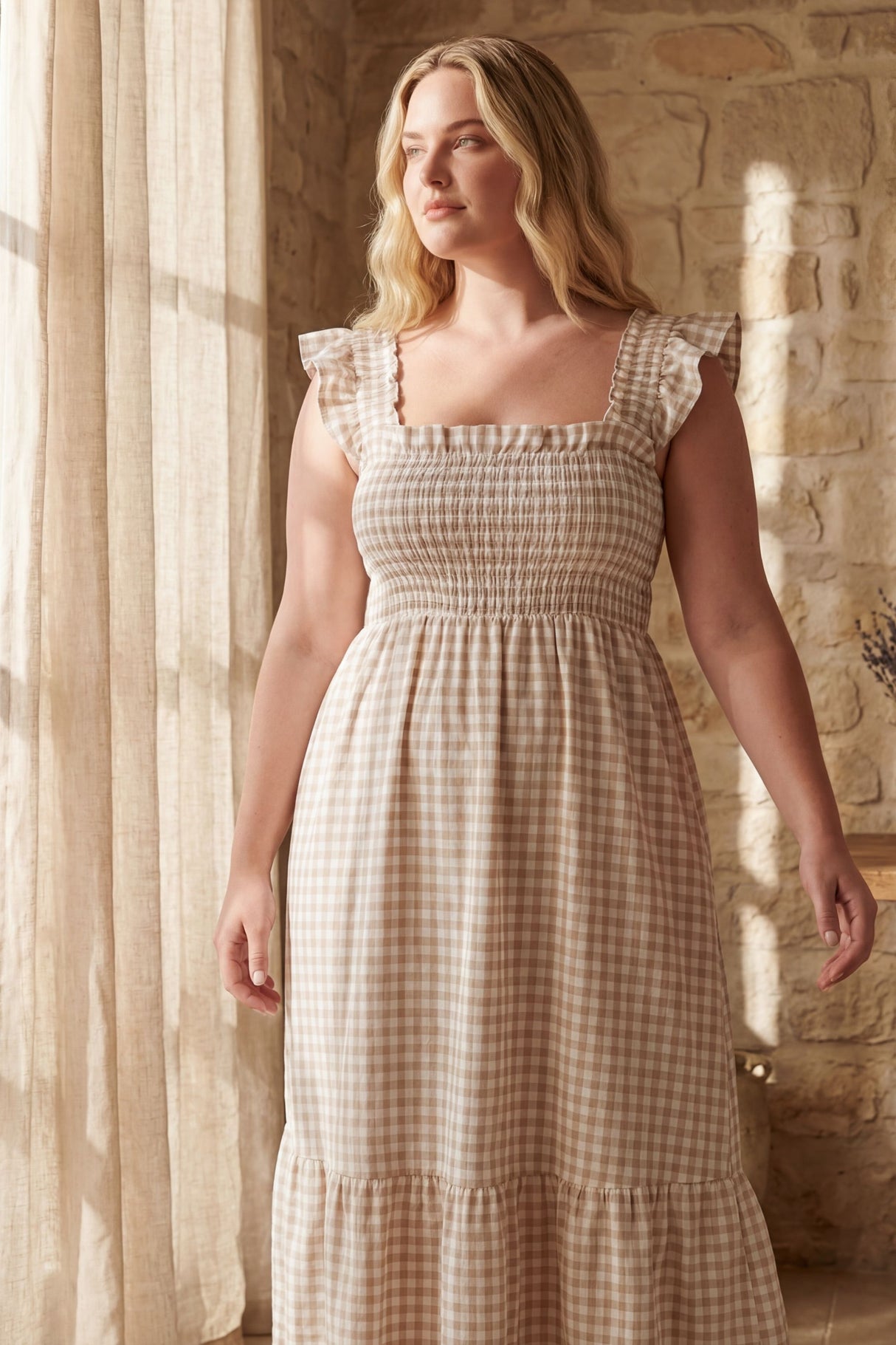 Louise Gingham Maxi Dress Romantic Summer Fit