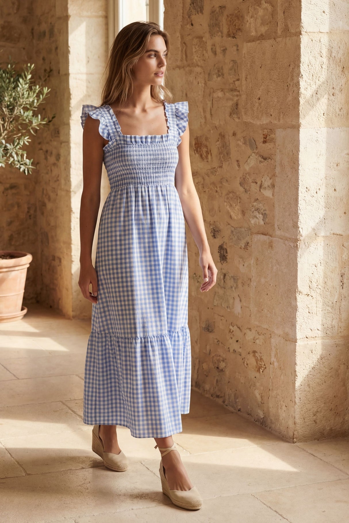 Louise Gingham Maxi Dress Romantic Summer Fit