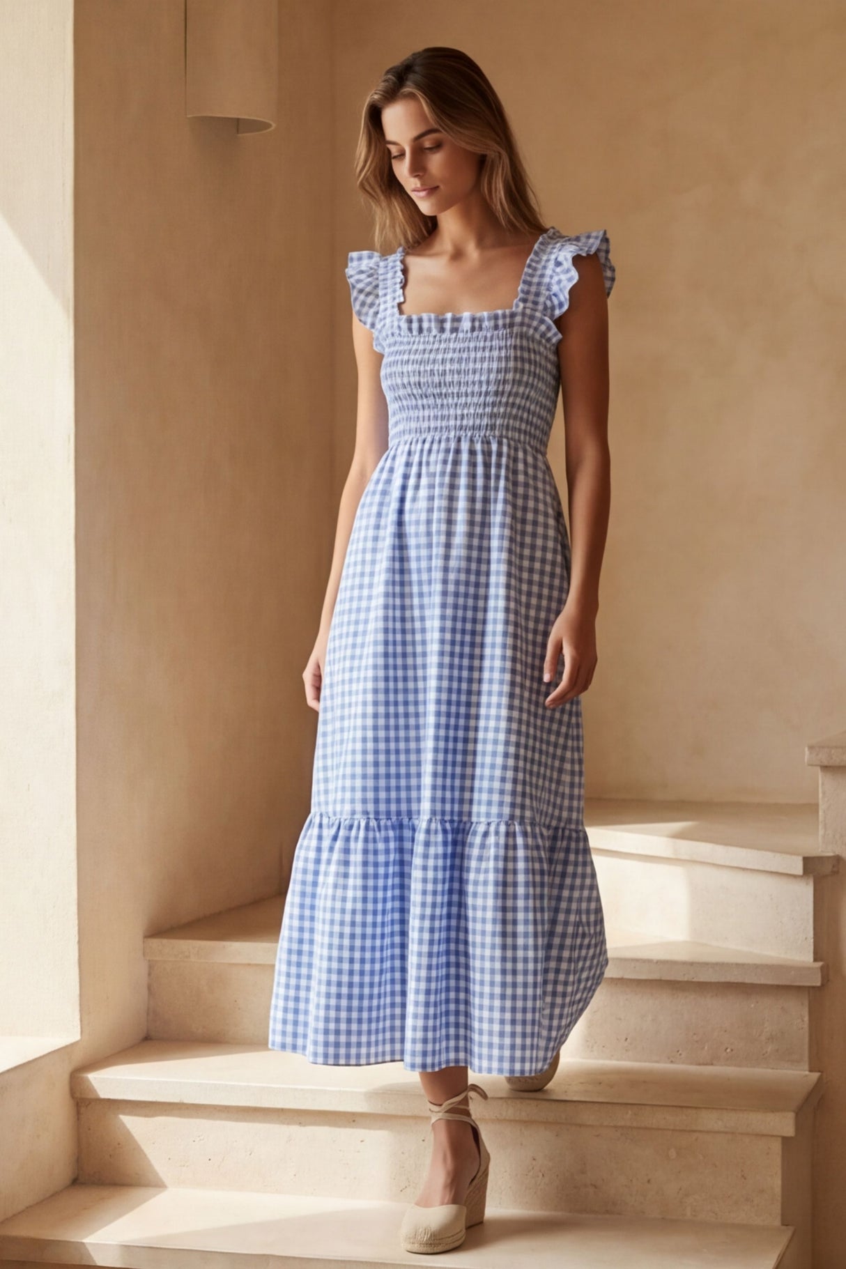 Louise Gingham Maxi Dress Romantic Summer Fit