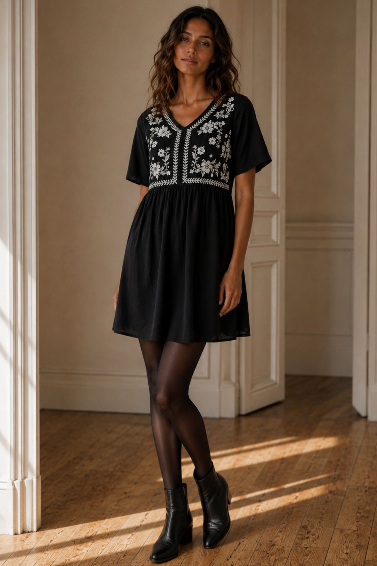 Louna Floral V-Neck Mini Dress