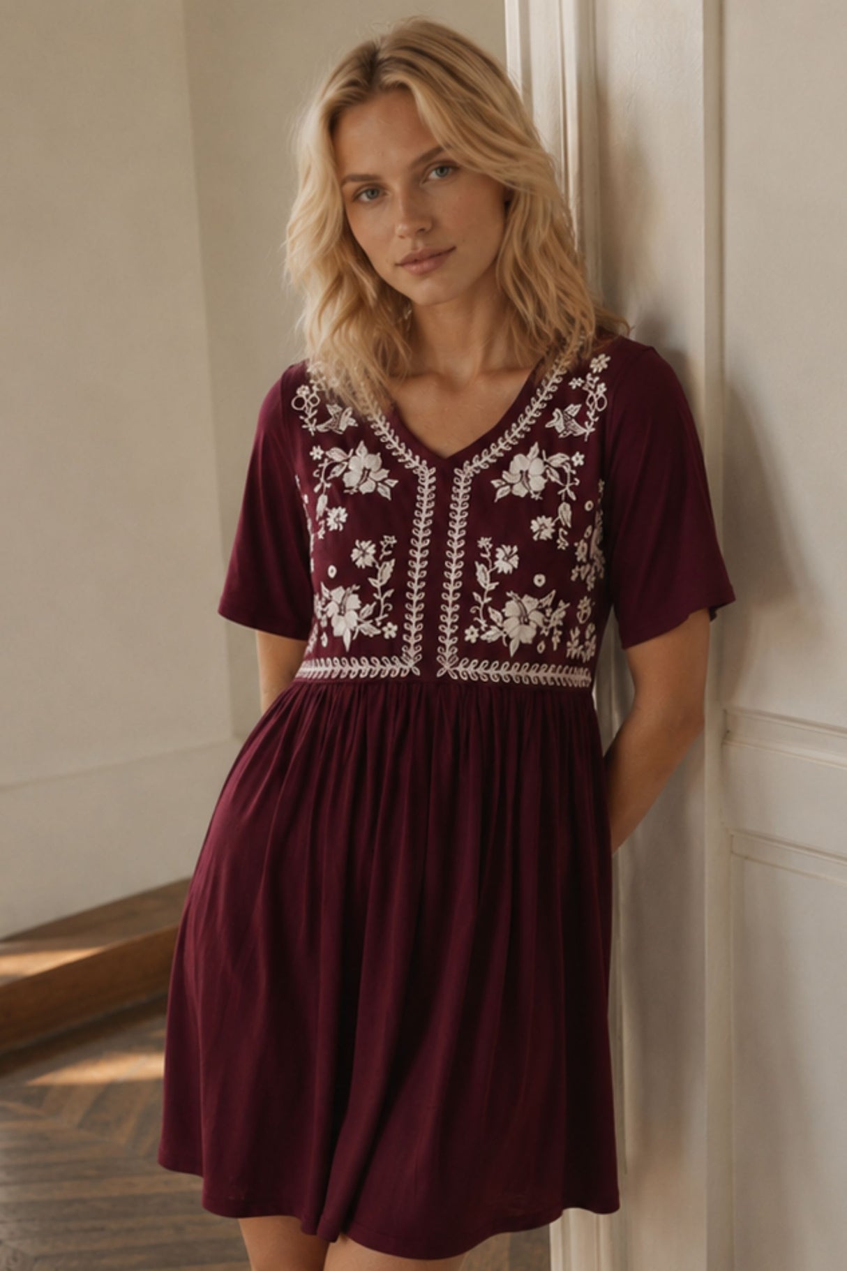Louna Floral V-Neck Mini Dress