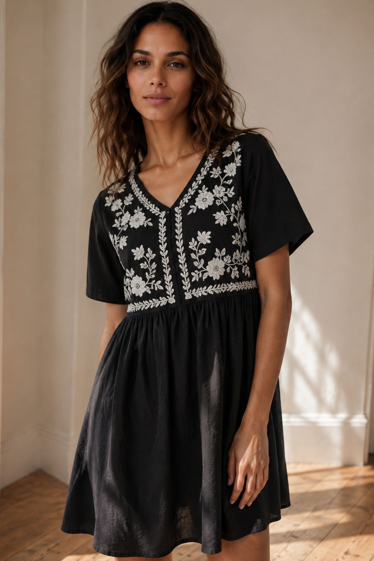Louna Floral V-Neck Mini Dress
