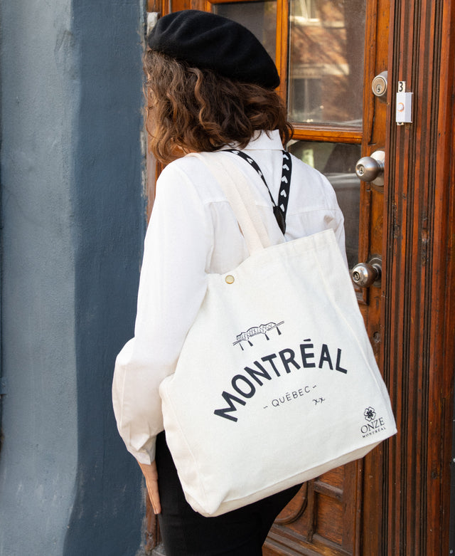 Montreal Quebec Illustration Tote Bag - Onze Montreal White Annick