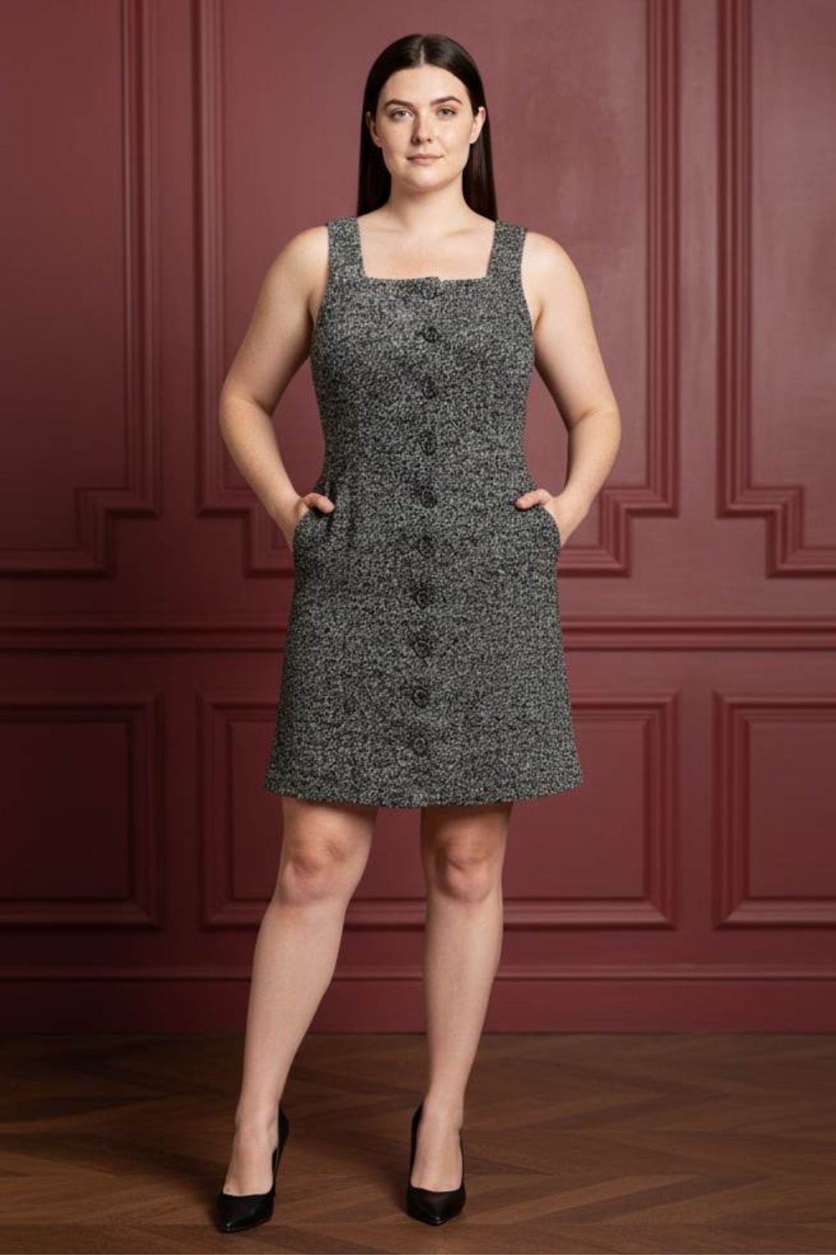 Robe chasuble en tweed Madelaine