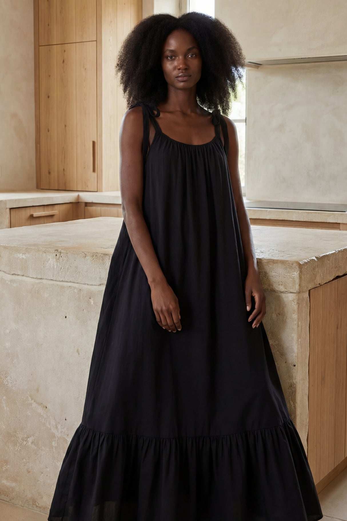 Mallory Tie Strap Flowy Maxi Dress