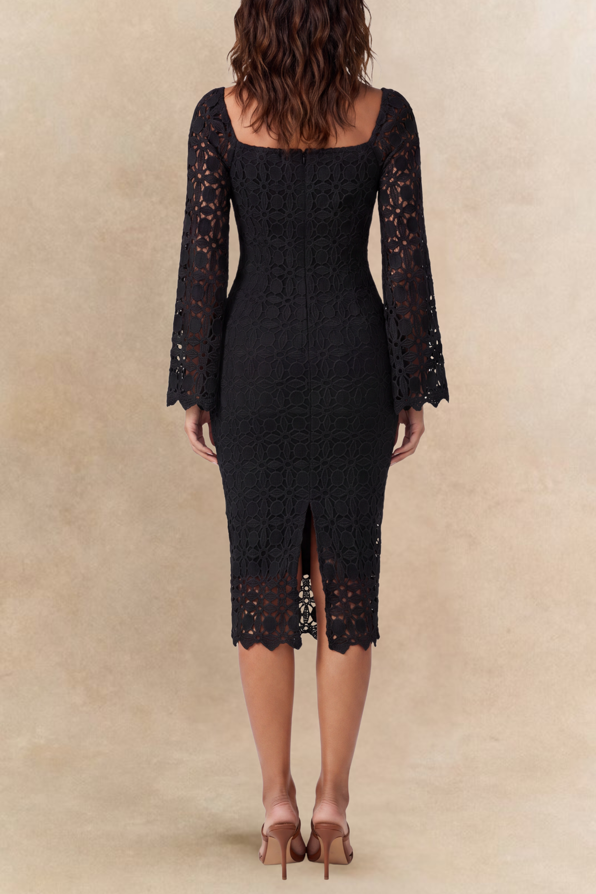 Marie Lace Square Neck Midi Dress