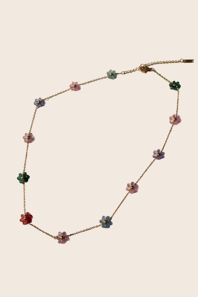 Multicolor Flower Beaded Necklace