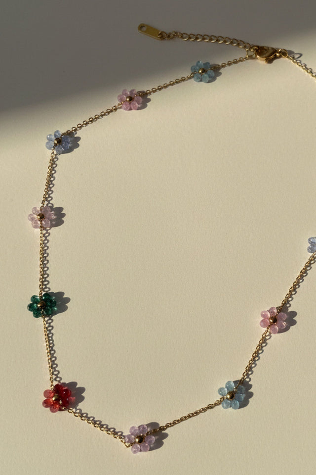 Multicolor Flower Beaded Necklace