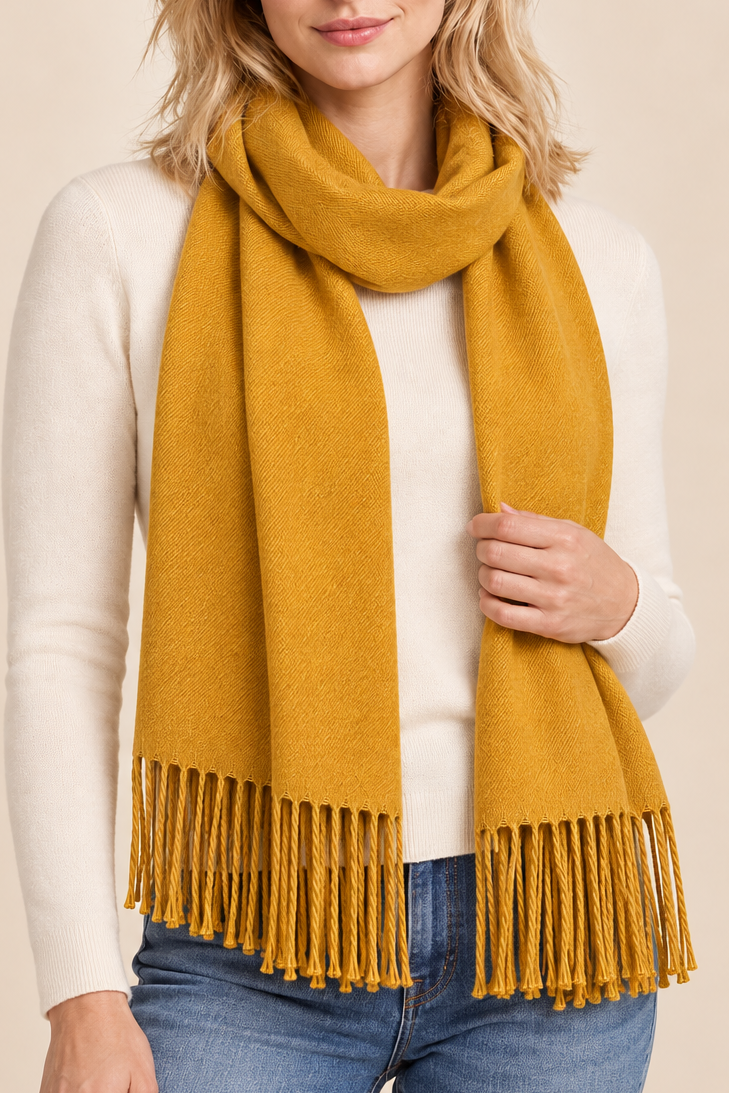 Foulard Jaune Franges
