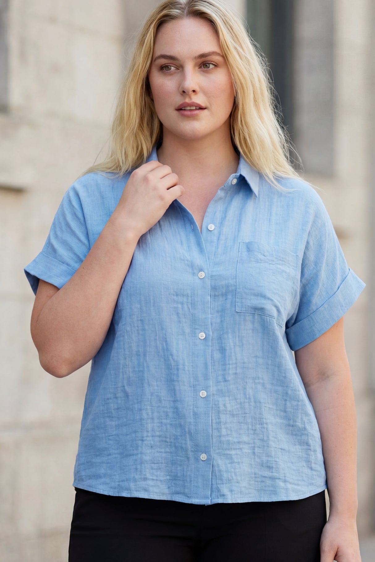 Nancy Full Size Button Up Shirt Plus Size