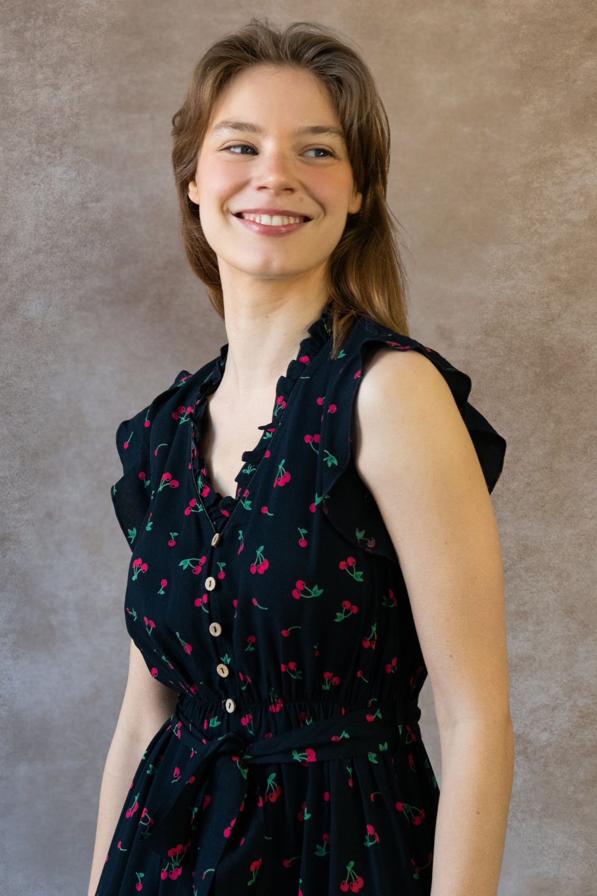 Natasha Cherry Print Short Dress