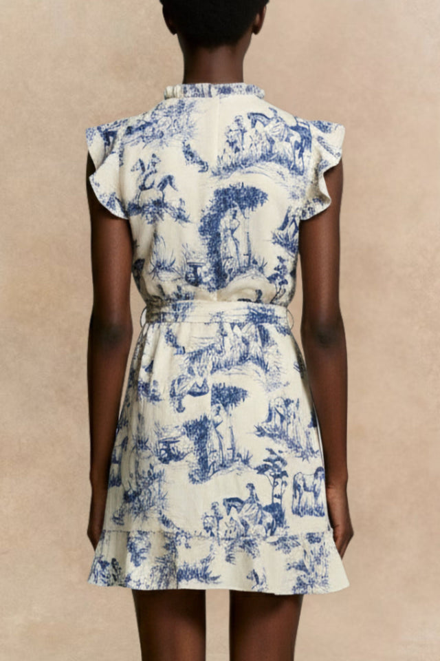 Natasha Toile De Jouy Print Short Dress