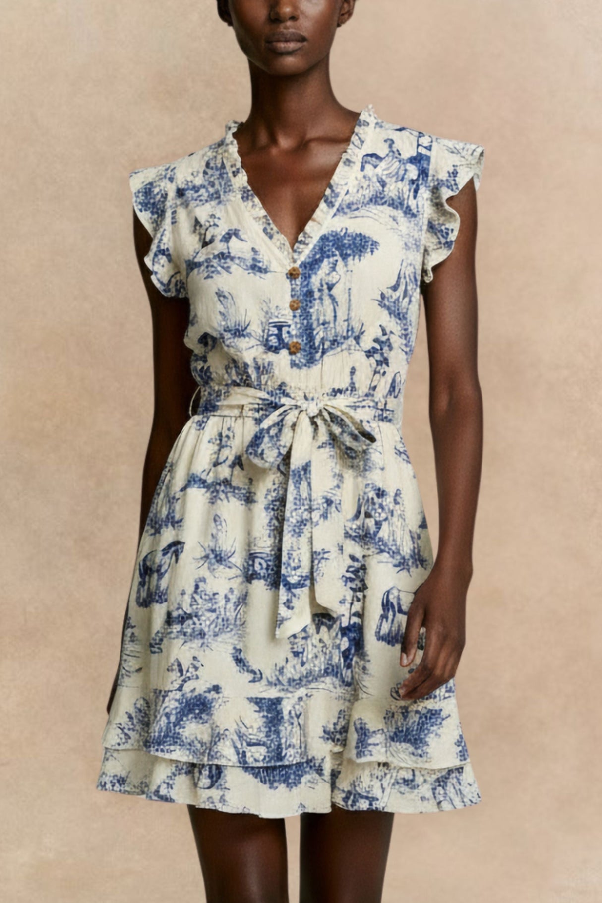 Natasha Toile De Jouy Print Short Dress