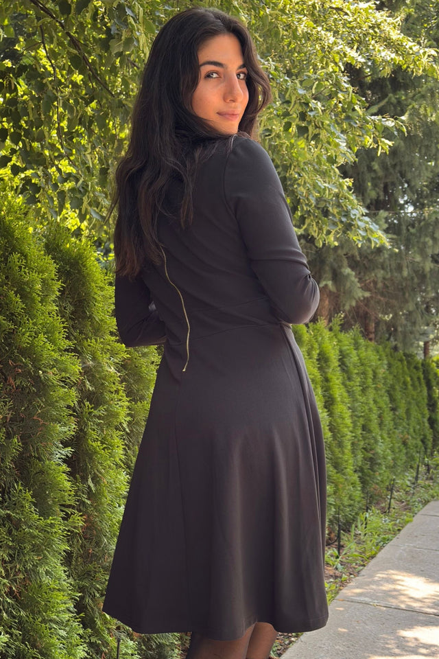 Robe Nathalie Coupe Structurée Boutons Dorés