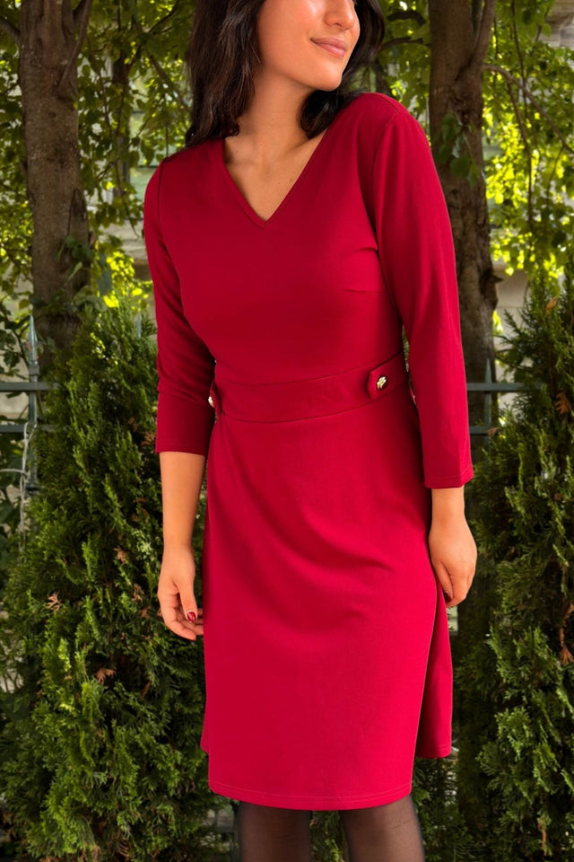 Robe Nathalie Coupe Structurée Boutons Dorés