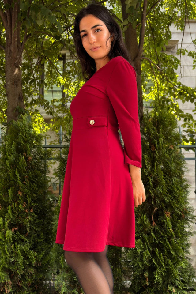 Robe Nathalie Coupe Structurée Boutons Dorés