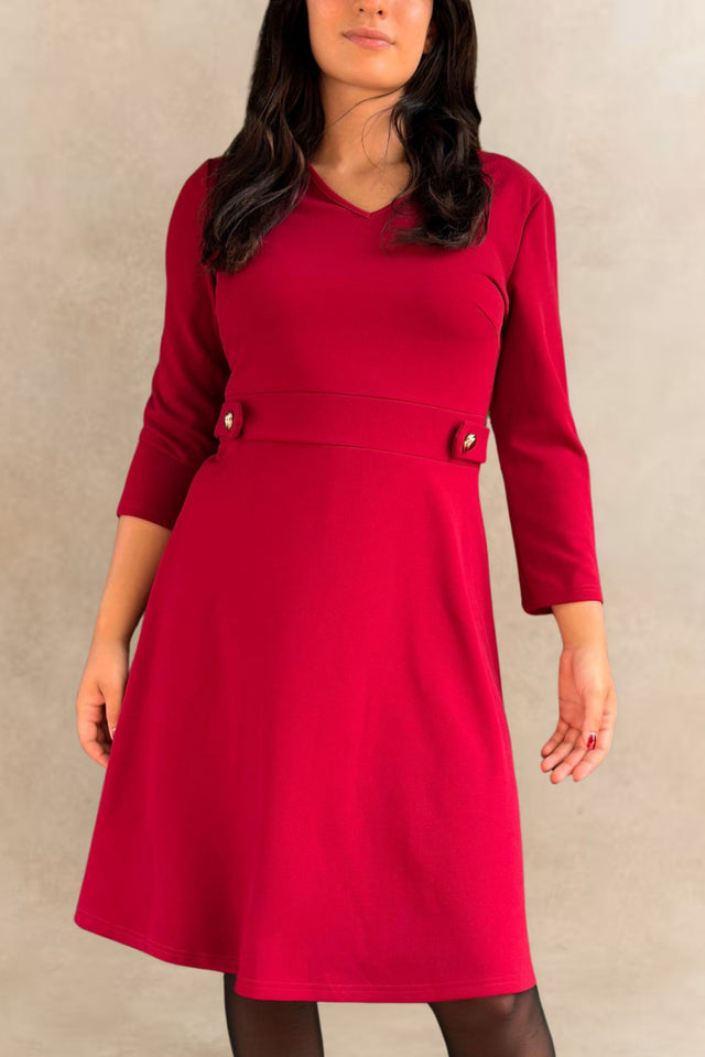 Robe Nathalie Coupe Structurée Boutons Dorés