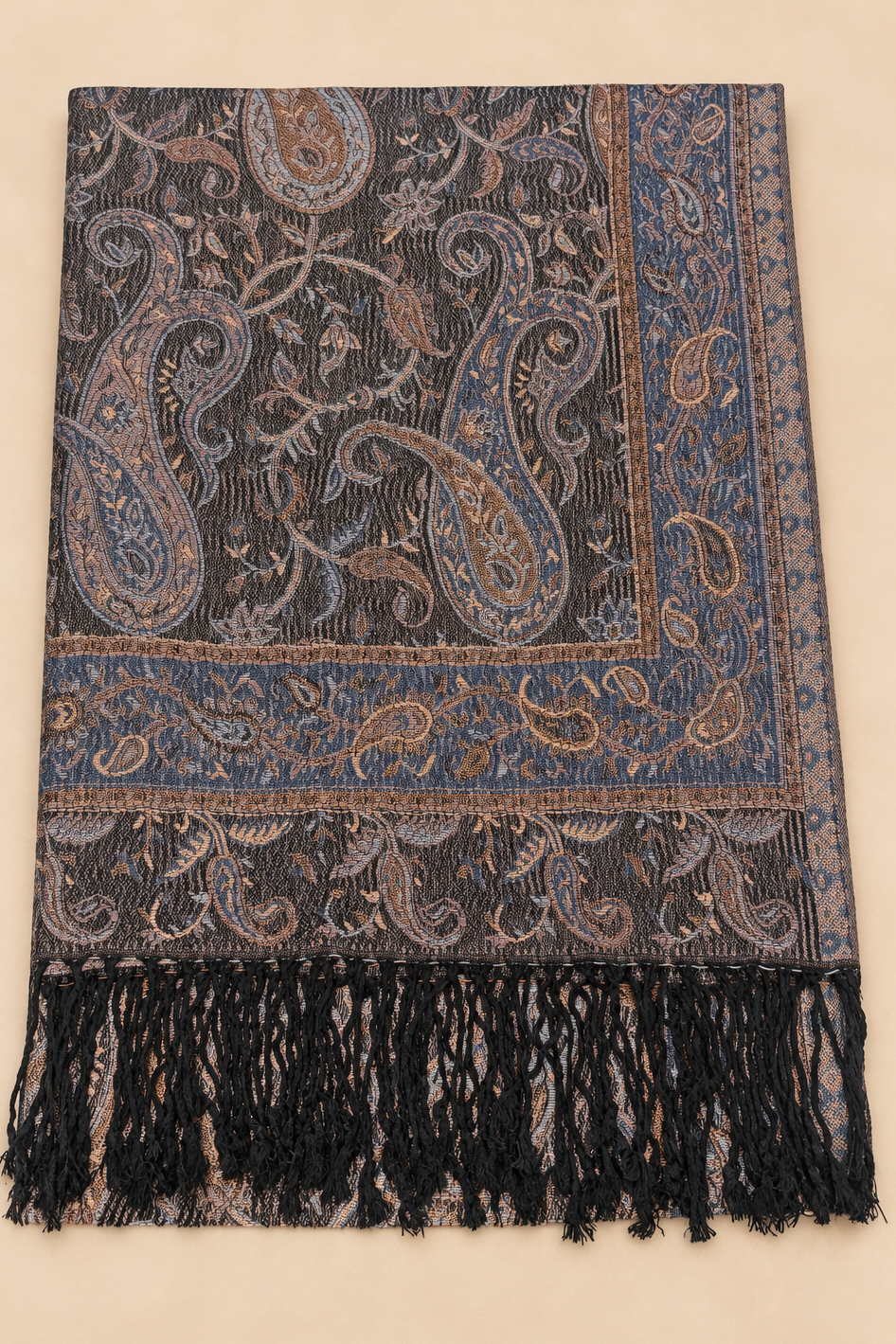 Foulard Pashmina Jacquard Marine
