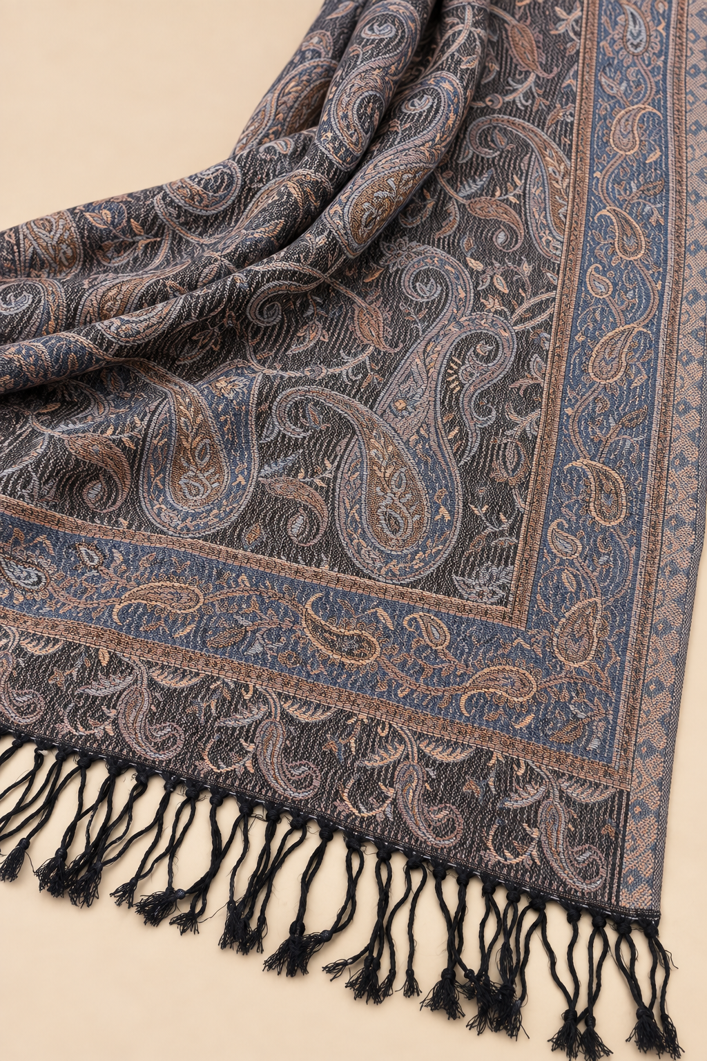 Foulard Pashmina Jacquard Marine