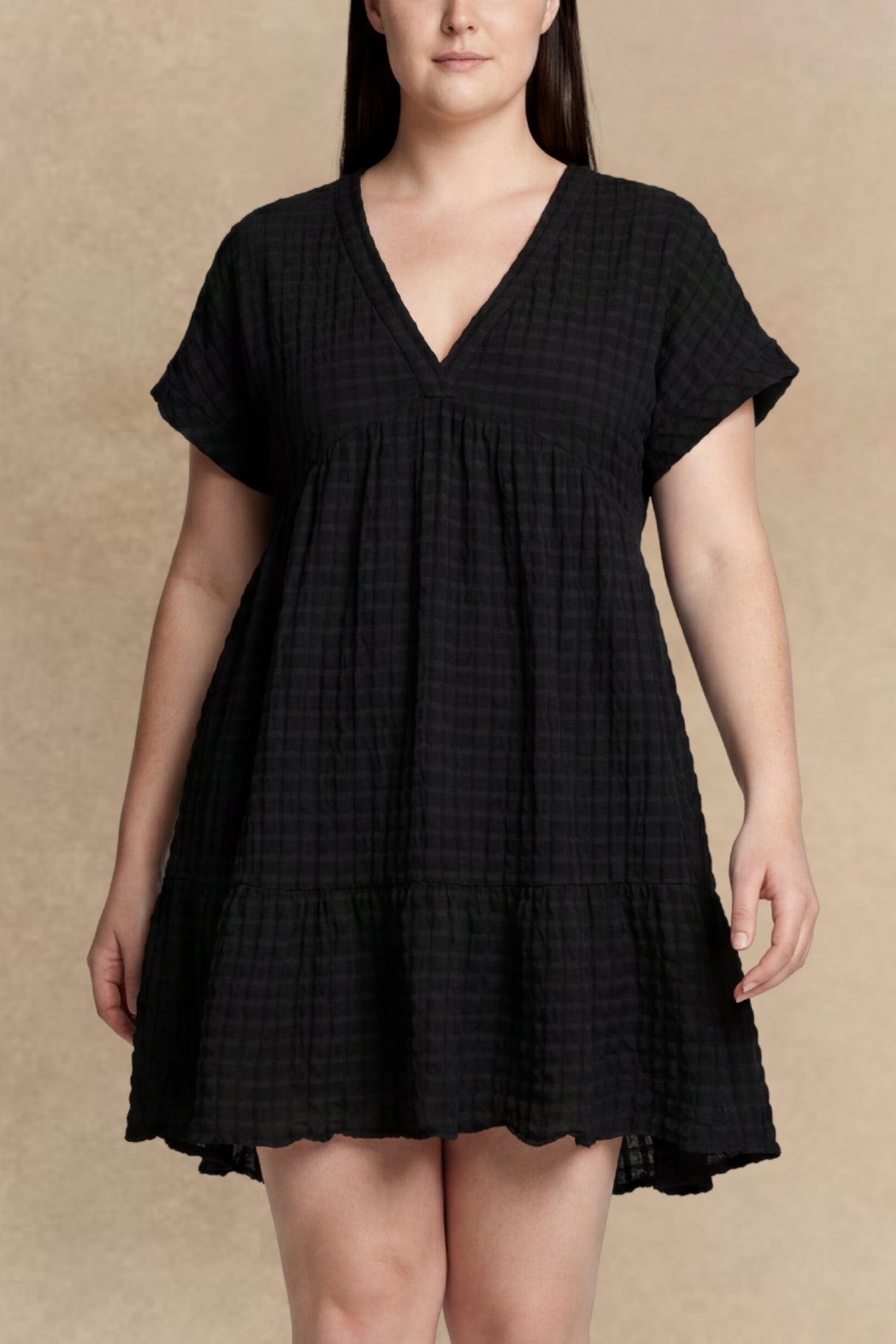 Nina Plaid Ruffle Hem Mini Dress