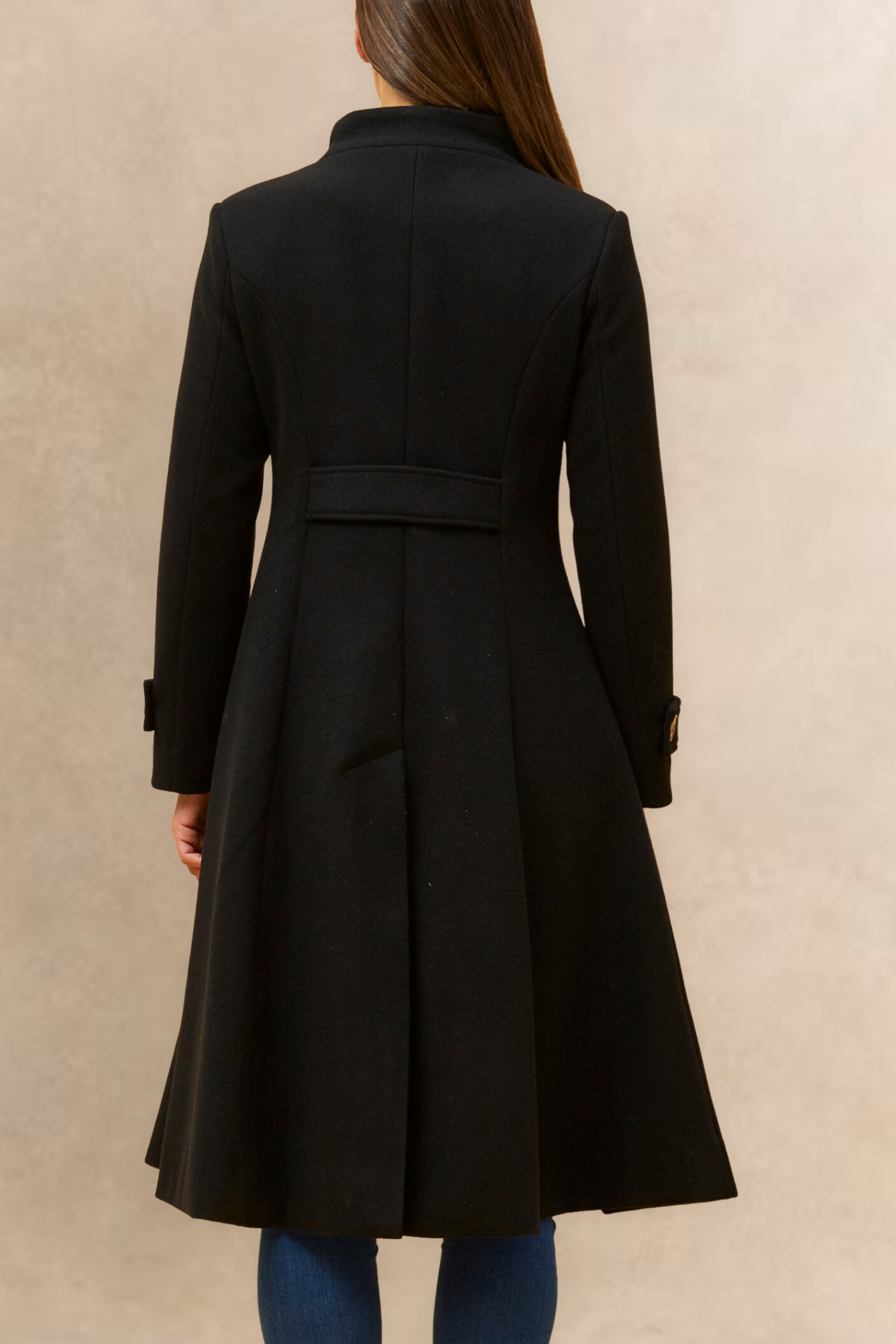 Harper Retro Flared Coat Side Buttons Elegant