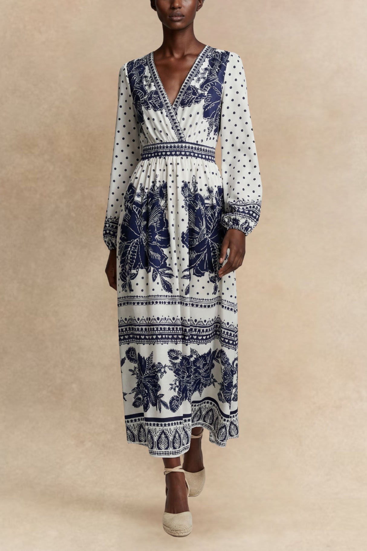 Sydney Robe Longue Imprimée Fleurie Manches Longues