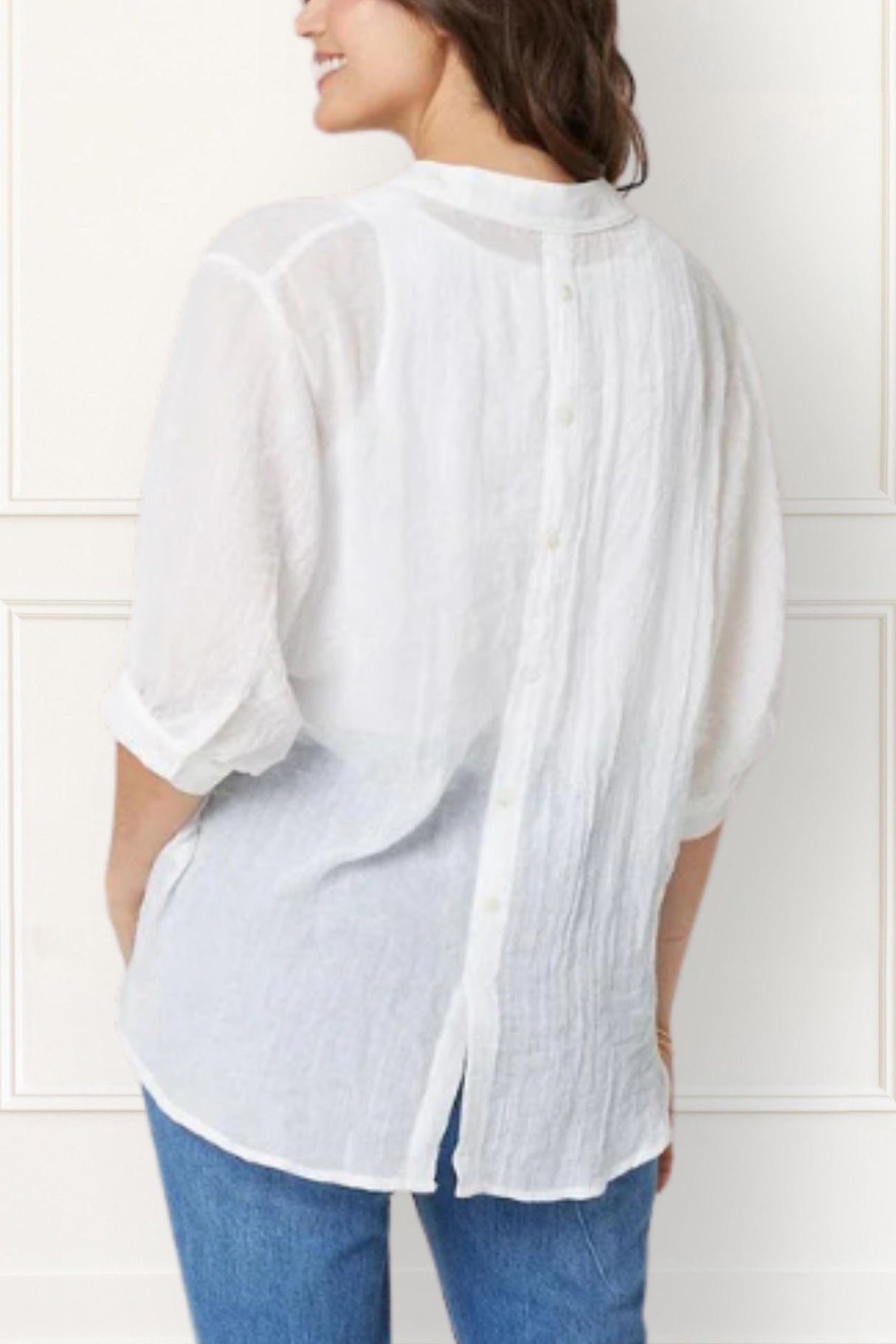 Roxanne Oversized Shirt Semi-Sheer Cotton Blend