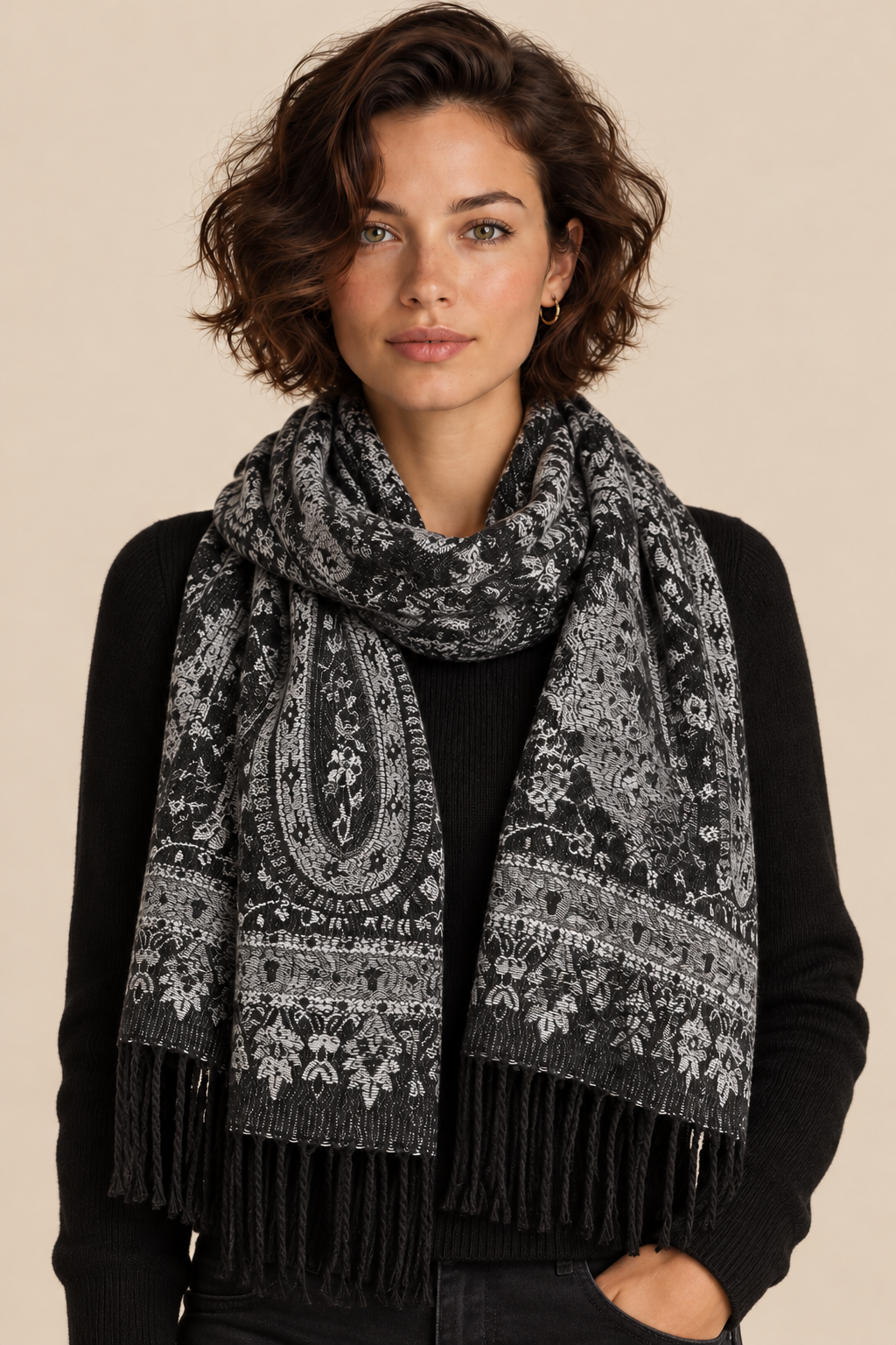 Bohemian Paisley Fringe Scarf