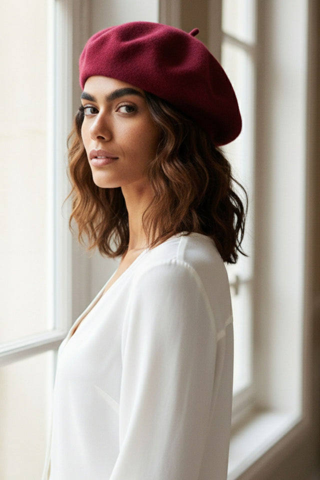 Pampidou Classic Wool Beret Tonal Embroidery Many Colors