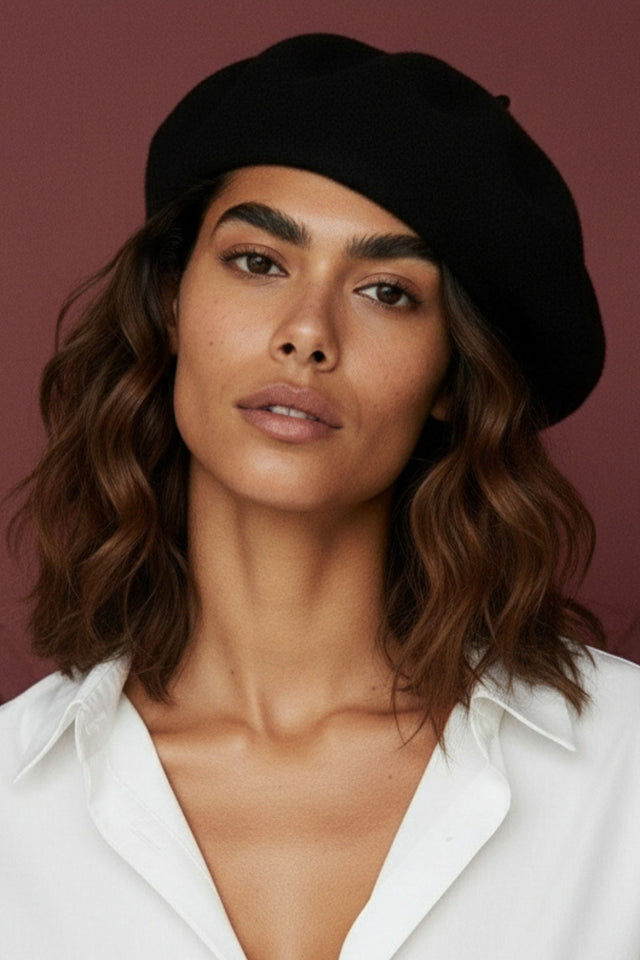 Pampidou Classic Wool Beret Tonal Embroidery Many Colors